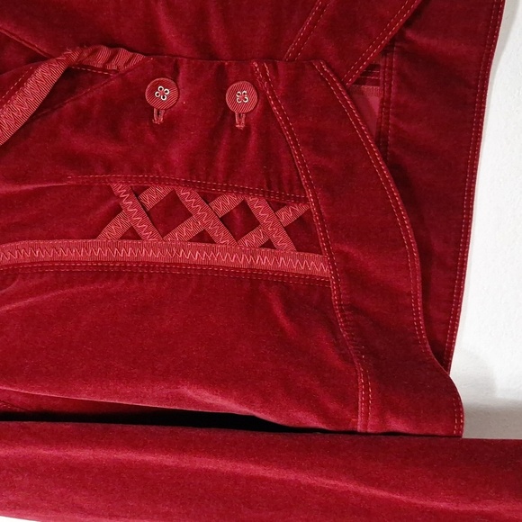 White House Black Market Red Burgundy Romantic Velvet Jacket Approx. Size S - Picture 7 of 14